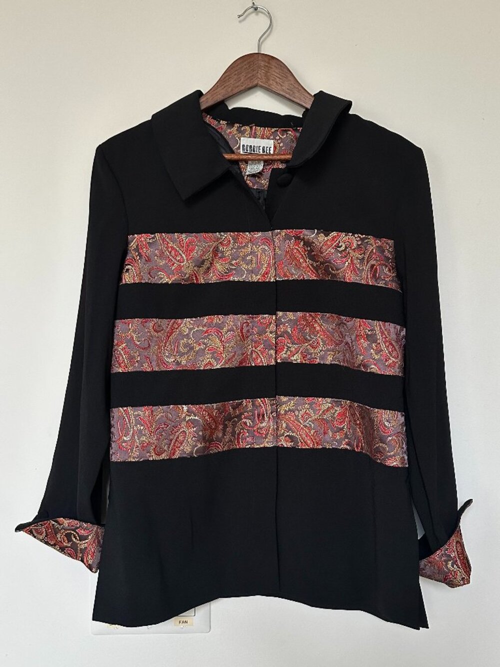 Vintage Robbie Bee Paisley Brocade Striped Blazer Size 10 🖤✨